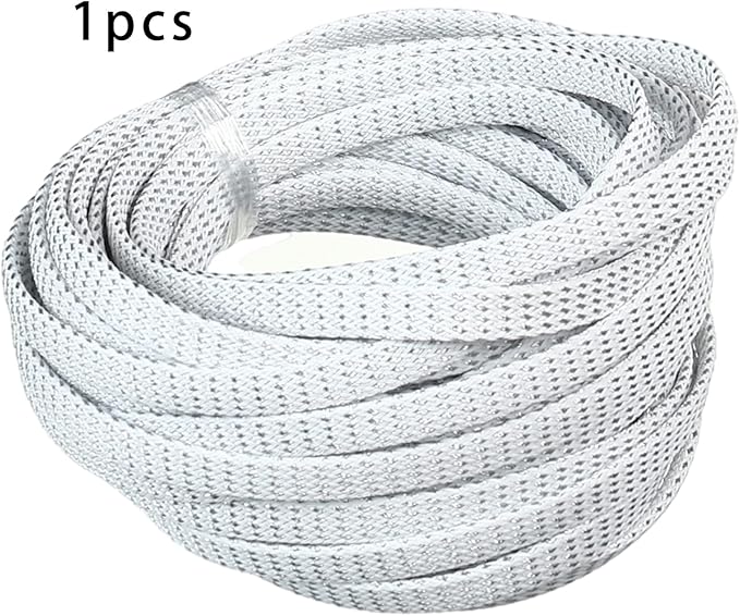 Aicosineg 32.81ft PET Flexible Braided Cable Sleeve 0.25inch Width Wire Loom Sleeving and Organizer Flexible Wire Mesh Sleeve Wrap Protector for TV Audio PC Cords from Pets Chewing Silver