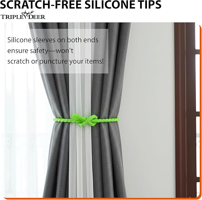 TRIPLE DEER 4Pcs 24-Inch Silicone Cable Ties Colorful Reusable Steel-Core Silicone Twist Gear Tie Straps for Bundling and Organizing, Bendable Holder Strap for Indoor and Out All Purpose, Black