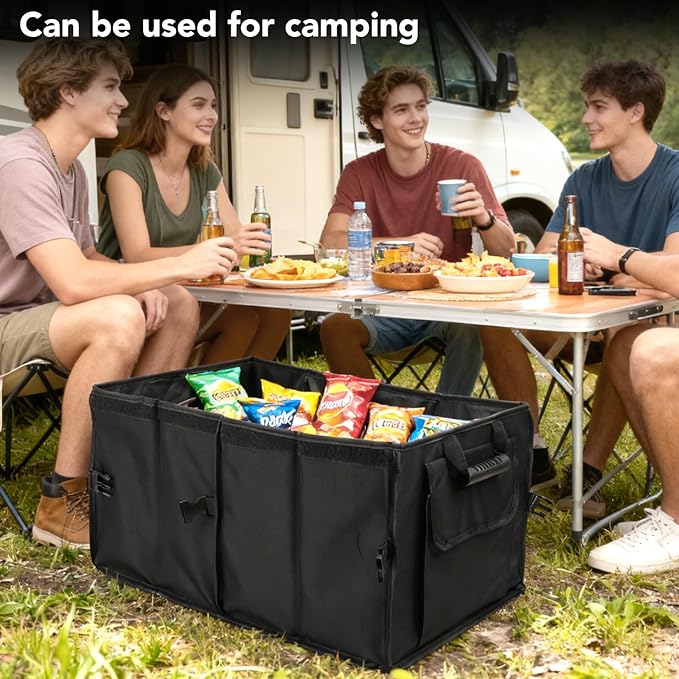 Trunk Organizer for SUV - 60L, Foldable Car Trunk Organizer Bags with Lid Large Capacity Car Organizers and Storage with Lid for SUV,Sedan,Truck Accessories,23.62"×12.99"×11.81"(Black)
