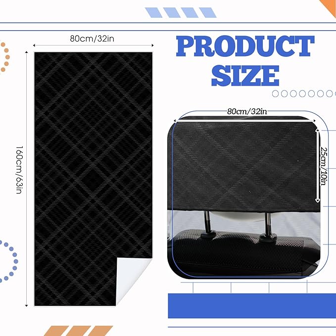Hahafelt 1 Pack Car Seat Towel Covers with Storage Bag 63 x 32 Inch Athletic Running Towel Seat Sweat Washable Non Slip Cover Gift for Car Outdoor Sport Activities (Black Plaid)