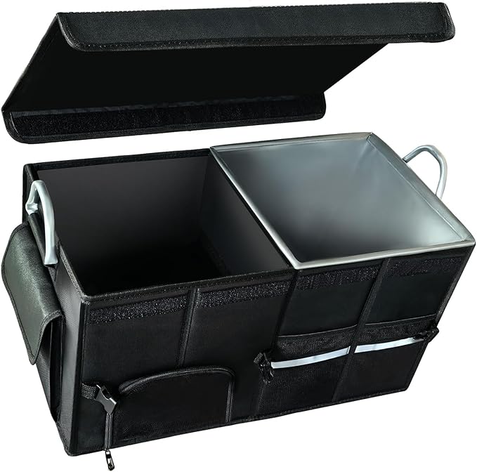 Collapsible Multi Compartment Car Trunk Organizer,SUV Trunk Organizer, suitable for Car Accessories Interior for Women and Men (JB-60)