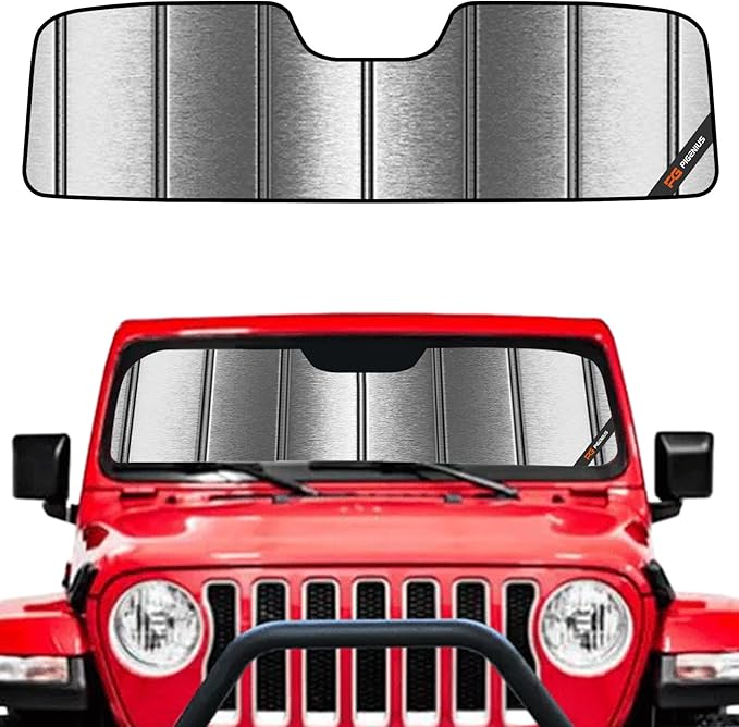 Pigenius Windshield Sunshade for Jeep Wrangler JL 2018-2026, Gladiator 2020-2026 Front Window Shade- Metallic