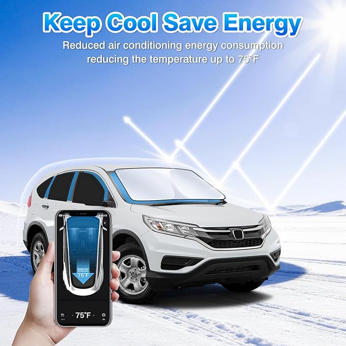 T TGBROS Windshield Sun Shade for Honda CR-V 2012 2013 2014 2015 2016 Car Window Shades Thicken UV Block and Blackout Privacy Foldable Sunshades 8PCS Accessories Keep Cool Sun Visor Covers