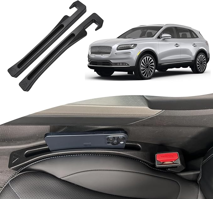 Lincoln Nautilus Seat Gap Filler, Car Seat Gap Filler Organizer Stop Things from Dropping Customized Interior Accessories for Lincoln Black, 2 Pack