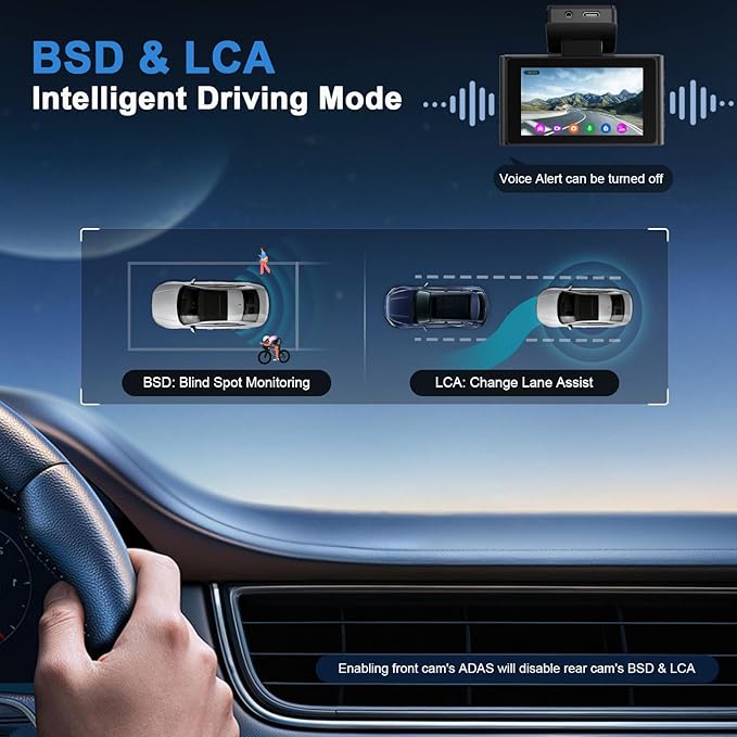TECXERLLON 4K Dash Cam with ADAS Assist, 3.6" IPS Touchscreen, Built-in GPS & 5G WiFi, G-Sensor, Dash Camera with Starlight Night Vision, 170°/150° Wide View, 24H Parking, Free 64GB Card Included
