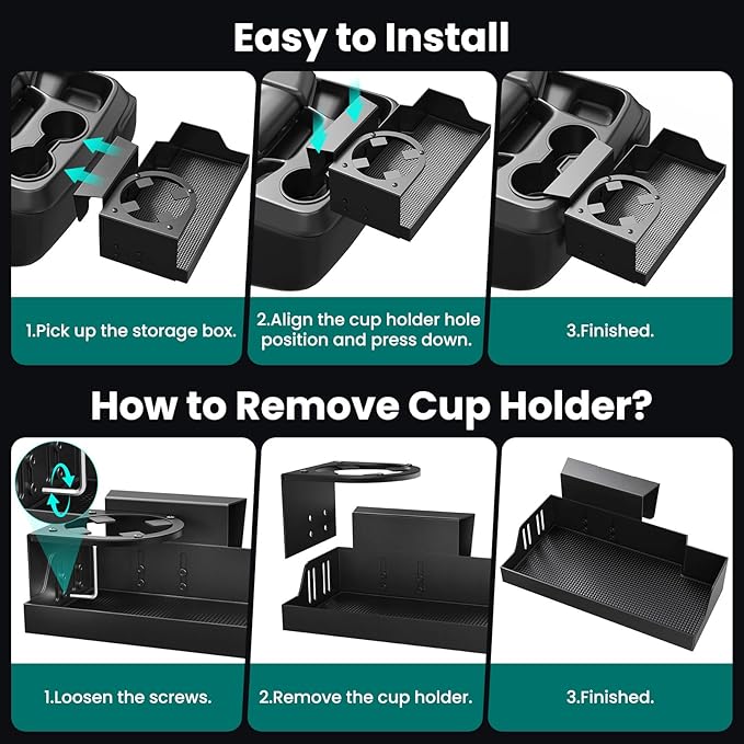 Metal Center Console Hanging Organizer Box with Cup Holder Compatible with 2019-2026 Chevy Silverado/GMC Sierra 1500 and 2020-2026 Chevrolet Silverado/Sierra 2500HD 3500HD Tray Accessories