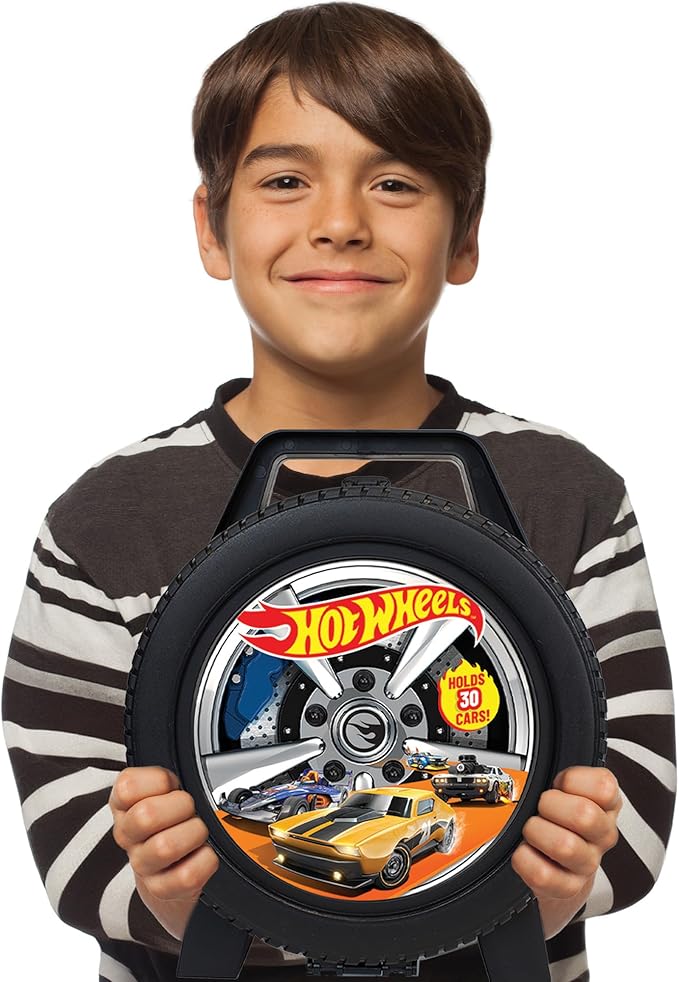 Mattel: Hot Wheels 30 Car Case - Wheel-Shaped Organizer, Storage Accessory, Holds 1:64 Scale Die-Cast Toy Vehicles, Play-Display, Officially Licensed Amazon Exclusive