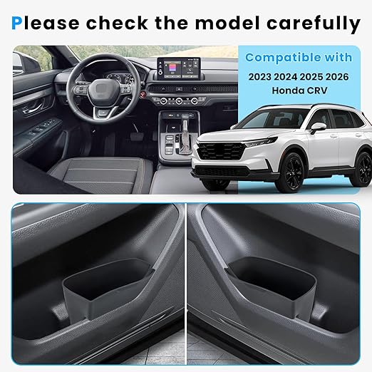 2PCS Door Side Trash Can Compatible with 2023 2024 2025 2026 Honda CRV Garbage Bin Storage Box Trash Bin Tray Silicone Material and Waterproof Interior Accessories