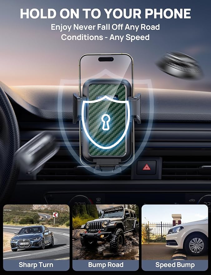 Car Phone Holder Mount [Military Grade Stable], 360° Rotatable Suction Cup Car Phone Mount for Dashboard Windshield ,Truck Cradle Stand for iPhone 17 16 15 Pro Max Samsung All Phone-2026 Upgraded