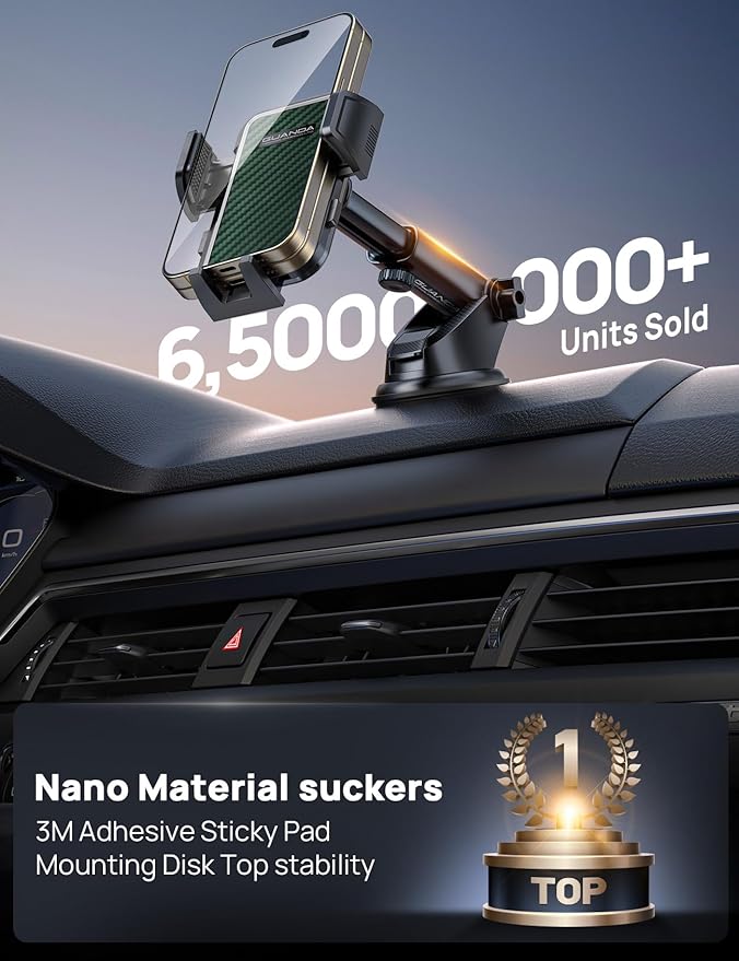 Car Phone Holder Mount [Military Grade Stable], 360° Rotatable Suction Cup Car Phone Mount for Dashboard Windshield ,Truck Cradle Stand for iPhone 17 16 15 Pro Max Samsung All Phone-2026 Upgraded
