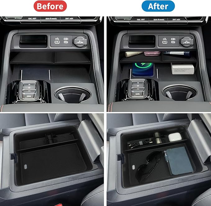 Zxiaochun 2PCS Center Console Organizer Compatible with 2023 2024 2025 2026 Honda Pilot & 2026 Honda Passport Interior Accessories, Armrest Box Tray Gear Shift Storage Tray