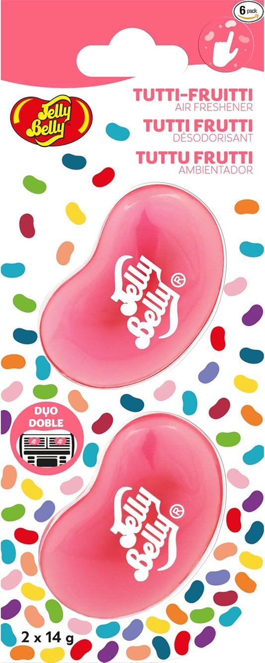 Jelly Belly Duo Car Air Freshener Vent Clips, Tutti-Fruitti Scent, 2 Pack, Fun and Fruity Car Vent Clips With an Iconic Jelly Bean Shape