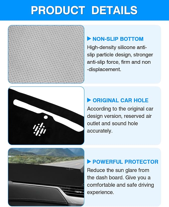 Autorder Dashboard Cover Mat for 2015-2020 Chevy Chevrolet Tahoe/Suburban/GMC Yukon Accessories Dash Cover Mat Flannel Sunshade Glare UV Rays Protector (Without Forward Collision Alert/HUD)