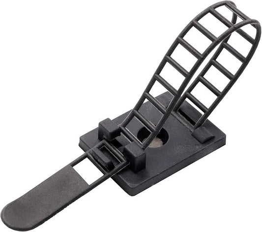 Mini Cable Clips 3M Adhesive, Multipurpose Cord and Wire Organizer for Cable Management Adjustable Large - 60 Pack Bundled with 10 Bonus Reusable Cable Ties (Black)
