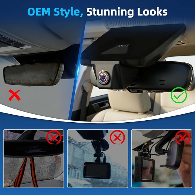 OEM Look Integrated 4K Dash Cam for Lexus ES350 ES300h ES250 2019-2025, Stealth Design Hidden Car Camera, UHD 2160P, Ultra-Wide Angle, Rain Sensor Plug & Play, G-Sensor, with 64GB Card