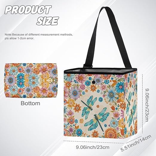 Dragonfly and Boho Mandala Car Trash Can Leakproof Trash Bin Car Garbage Can Hanging Water-Resistant Collapsible Auto Trash Bag Car Accessories for Women Men