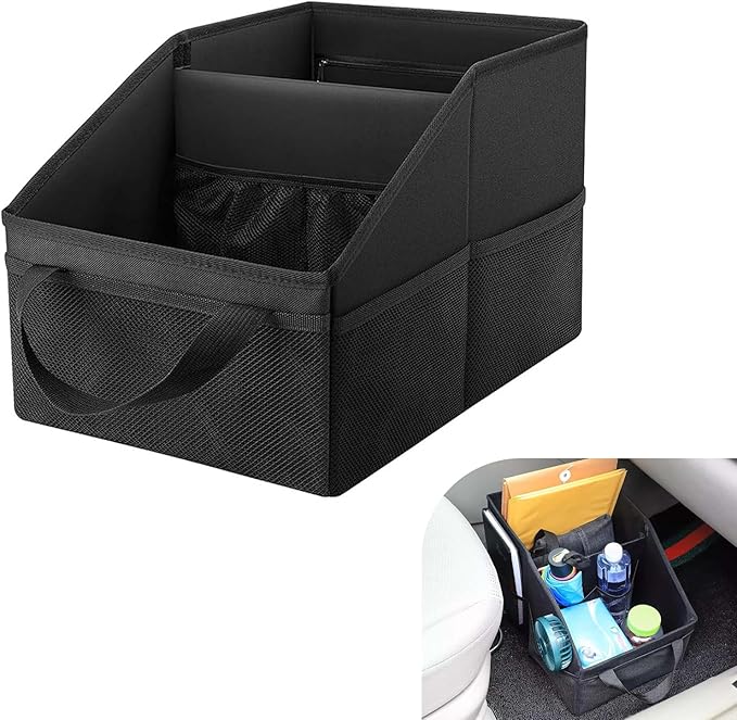 Car Seat Organizer, Backseat Car Organizer, Collapsible Organizers and Storage with Handles and Mesh Pockets, Fit for Front/Rear Consoles Back Seats (Black)