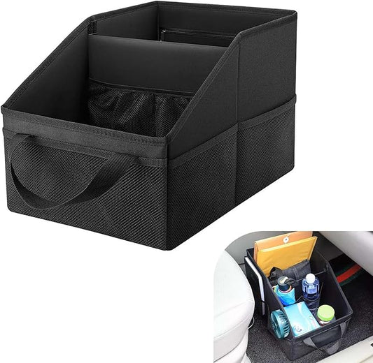 Car Seat Organizer, Backseat Car Organizer, Collapsible Organizers and Storage with Handles and Mesh Pockets, Fit for Front/Rear Consoles Back Seats (Black)
