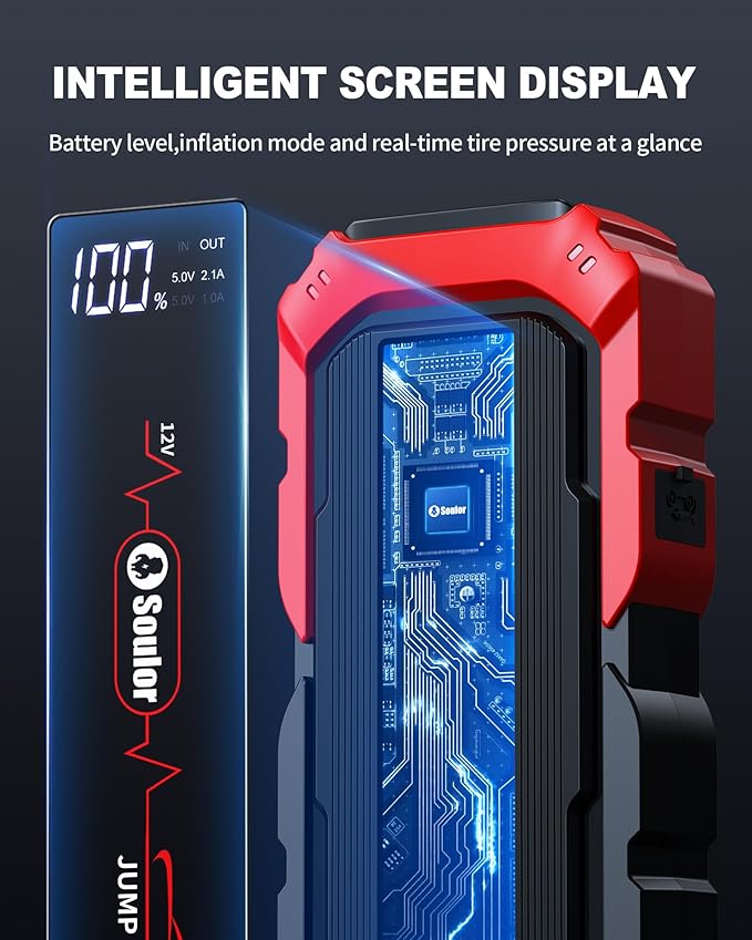Jump Starter Battery Jumper Starter Portable Car Battery Jump Starter for Up tp All Gas & 12L Diesel, 12V 5000A Portable Jump Box with 3 Modes Flashlight and Jumper Cable