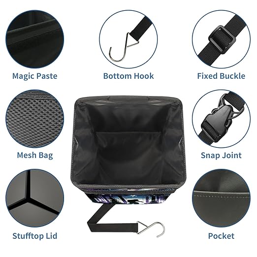 Bigfoot Car Trash Can with Lid Collapsible Reusable Waterproof Car Garage Bag,Automotive Garbage Can,Car Accessories Interior Car Organizer