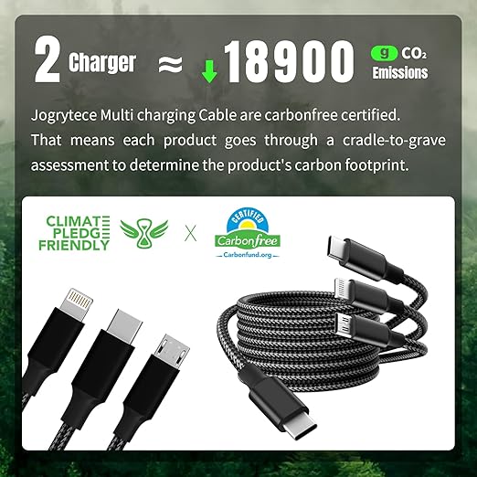 Travel Essentials,Dual Type-C 3 in 1 Multi Charging Cable, 4 FT Universal Charging Cables for All Devices, 2 USB-C/Lightning/Micro USB Port, Compatible with iPhone 17 16/15 Series/Phone/Tablet, Black