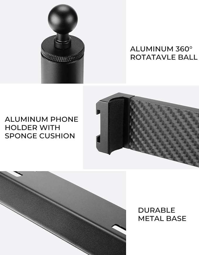 JOYTUTUS Aluminum Phone Holder Dash Mount Compatible with Ford F150 2021 2022 2023 2024 2025 2026 F-150, Cell Phone Holder Dash Mount for Truck, Stable Installation