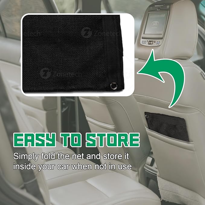 ZONETECH Pet Vehicle Net Barrier Large Universal Fit Safety Mesh for Most Cars, Trucks, SUV