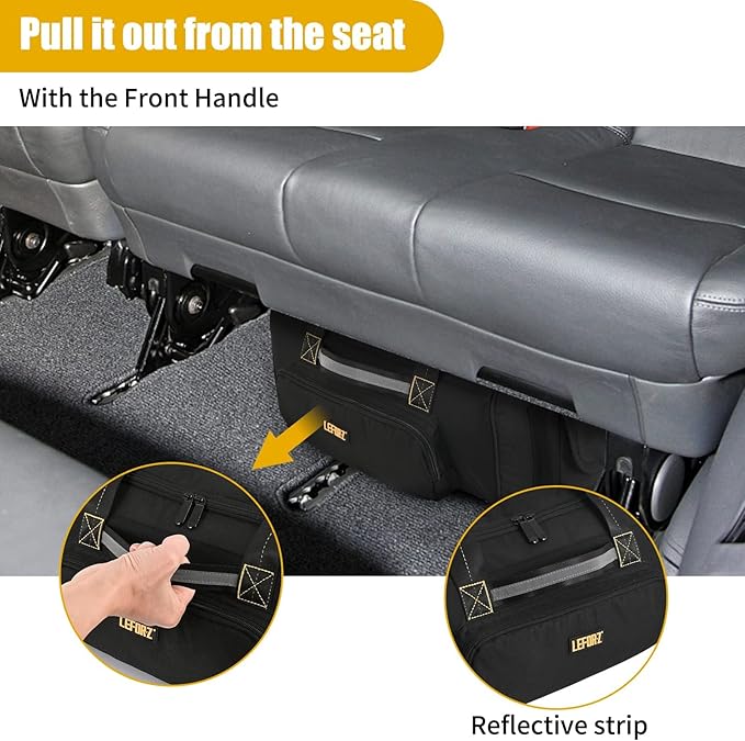 Under Seat Storage Bag Compatible with SuperCrew Cab,Truck Underseat Organizers and Storage with Removable Divider and Anti-slip Bottom 6 Pockets Underseat Tool Box Fits for Crew Cab(Full Size Trucks)
