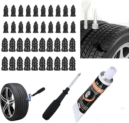 Tire Repair Rubber Nail Tire Repair Nail Tire Repair Rubber Screws Fast Tool Self-Service Suitable for Car Motorcycle Jeep Tire Puncture Repair