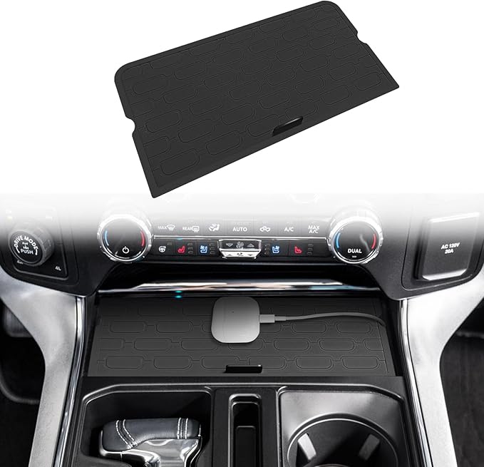 Muslogy Front Center Console Organizer Fits for Ford F150 F-150 Accessories 2021-2025 2026 Interior Storage Hidden Compartment Removable Cover Secret Pocket Lid with USB Hole