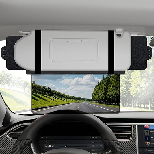 Veharvim Sun Visor Extender for Car (Polarized, UV400, PC Lens, 2 Side Sunshade), Car Visor Extender Sun Blocker, Visor Extender Attachment, Anti-Glare for Safe Driving (Light Black, 1 Pack)