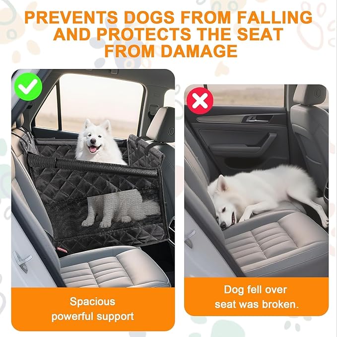 Medium Small Dog Car Seat, Hard Soles with Mesh Windows on Both Sides, Detachable and Washable,Dog Car Seat Cover for Back Seat, Suitable for Cars, Trucks, and SUVs (Black)