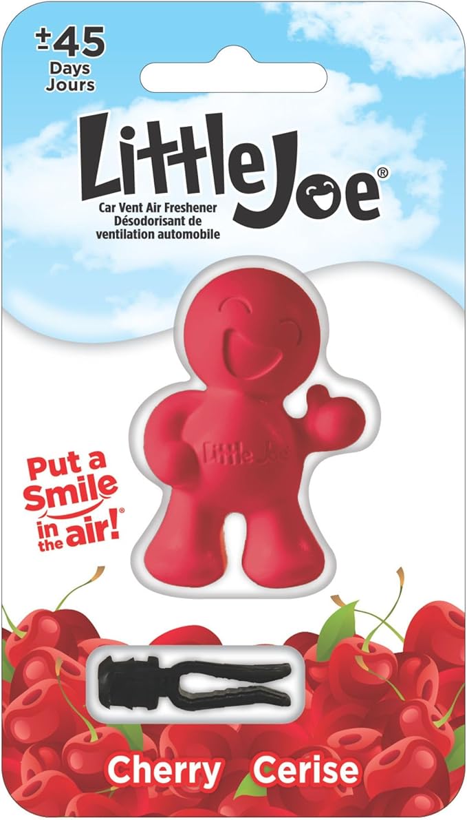 Little Joe 96407 Cherry Scent Car Air Freshener Vent Clip, Fights Odors for up to 45 Days, Long-Lasting Freshness, Cute Car Odor Eliminator, Pack of 1