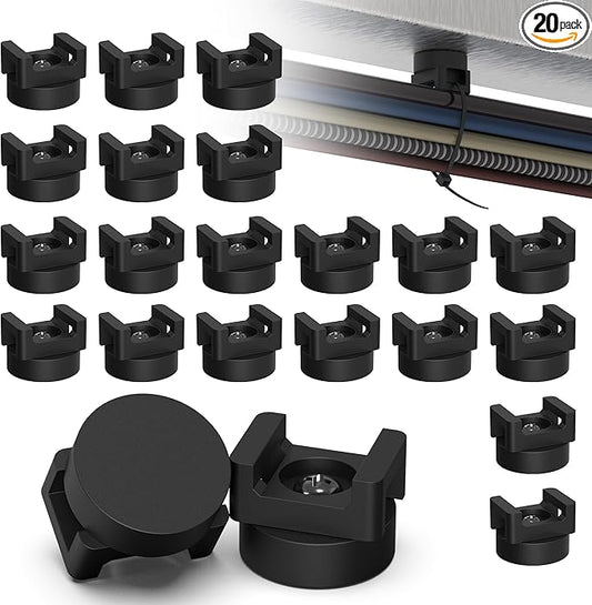 20 Pack Magnetic Cable Zip Tie Base, Scratch-Proof Magnet Zip Tie Mount for Office & Garage Cable Management, Reusable Magnetic Zip Tie Wire Holder for Secure Wire Routing
