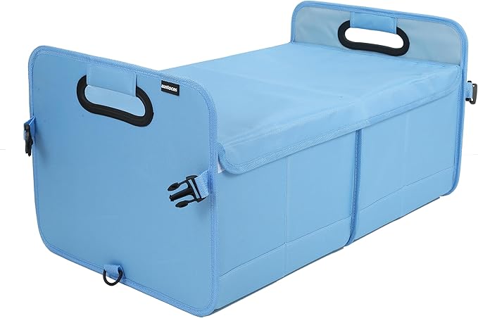 Car Trunk Organizer With Soft Cover and Storage Bin Essentials Collapsible Organization Accessories for SUV/Sedan Blue