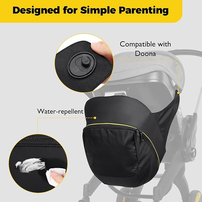Storage Bag for Doona Infant Car Seat Stroller, Large Capacity Diaper Bag, Wearable Backpack, Stroller Organizer, Easy Access Zipper, Water-Repellent Lightweight Baby Travel Essentials Organizer