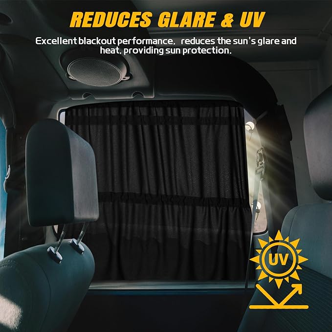 Hovom 2PCS Car Window Shades, Auto Side Window Curtain for Privacy Heat UV Protection, Window Cover Keeps Your Vehicle Cool, Universal Car Sun Shade for Baby Sleeping Travel Camping