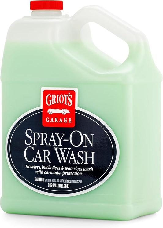 Griot's Garage Spray-On Car Wash for Vehicle Cleaning and Detailing, Rinseless and Waterless, No Hose and Bucket Needed, With Carnauba Wax Protection, 11066, One Gallon