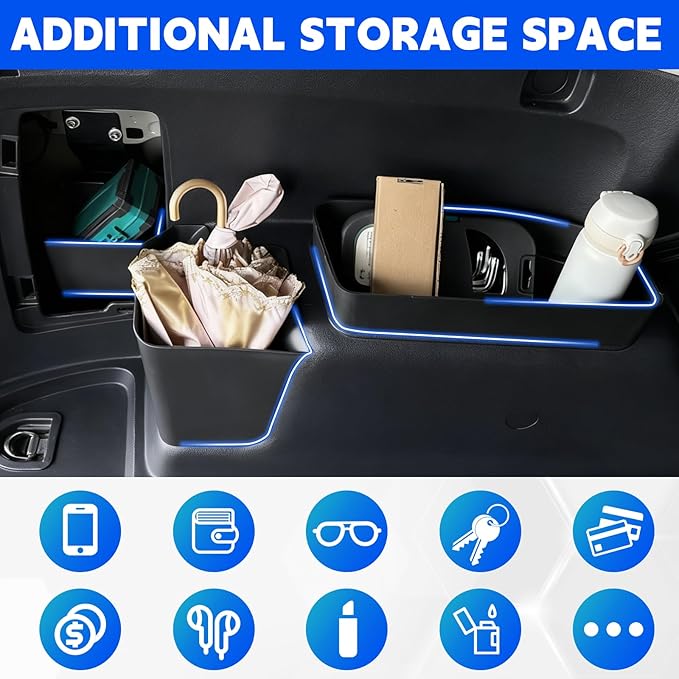 Trunk Organizer Fits for 2010-2024 Toyota 4Runner 5-Seat 2nd Row Trunk Storage Box No-Drill Compatible with 4Runner Accessories (Hetero+Hidden+Pair, 4PCS)