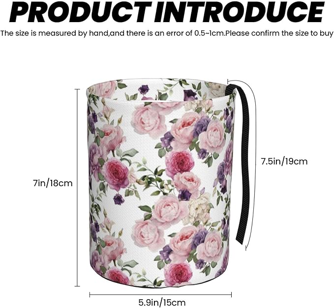 Car Trash Can Rose Pattern Multipurpose Collapsible Leakproof Trash Bin Car Accessories for Car Automotive Truck SUV
