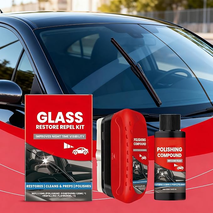 2025 New Car Windshield Cleaner Tool - Automotive Oil Film Remover Brush for Windows & Glass, Anti-Fog Rain Repellent Cleaner - Interior & Exterior Windshield Glass Cleaning Board