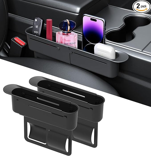 2-Pack Adjustable Car Seat Gap Filler (8.46"–12.99"), Multifunctional Seat Side Organizer, Universal Fit Gap Stopper with Push-Pull Design, Prevents Items from Falling Between Seats