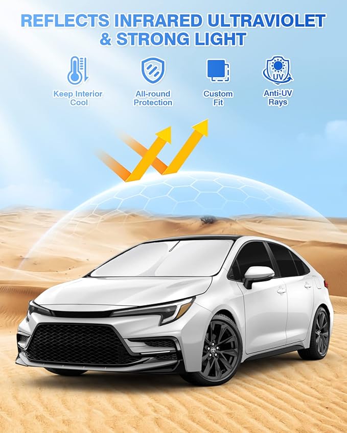 Canvcle Window Shades for 2020-2025 2026 Toyota Corolla Hatchback Accessories Windshield Sun Shade Side Rear Window Covers Sunshade Sun Shield Privacy Protection for Camping Black 6PCS(NOT for Sedan)