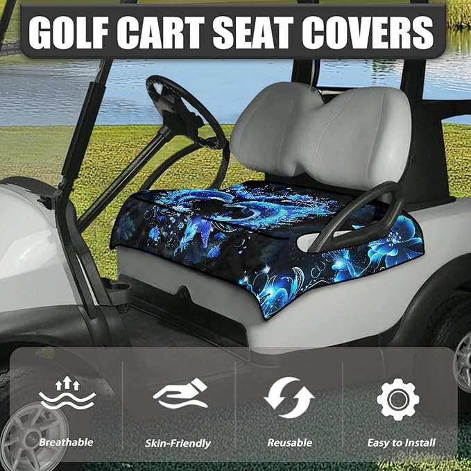 Universal Golf Cart Seat Cover with 4 Pockets Soft Golf Cart Seat Towel Blanket Fits 2-Seat Golf Carts
