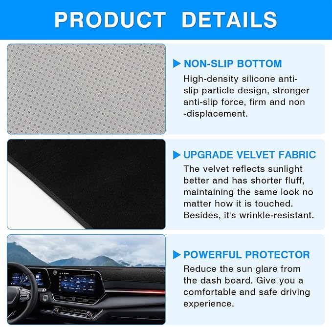 Autorder Dashboard Cover Mat for 2025 2026 Chevrolet Equinox Accessories Dash Cover Upgrade Velvet Dash Mat UV Rays Protector(Not for Chevrolet Equinox EV)