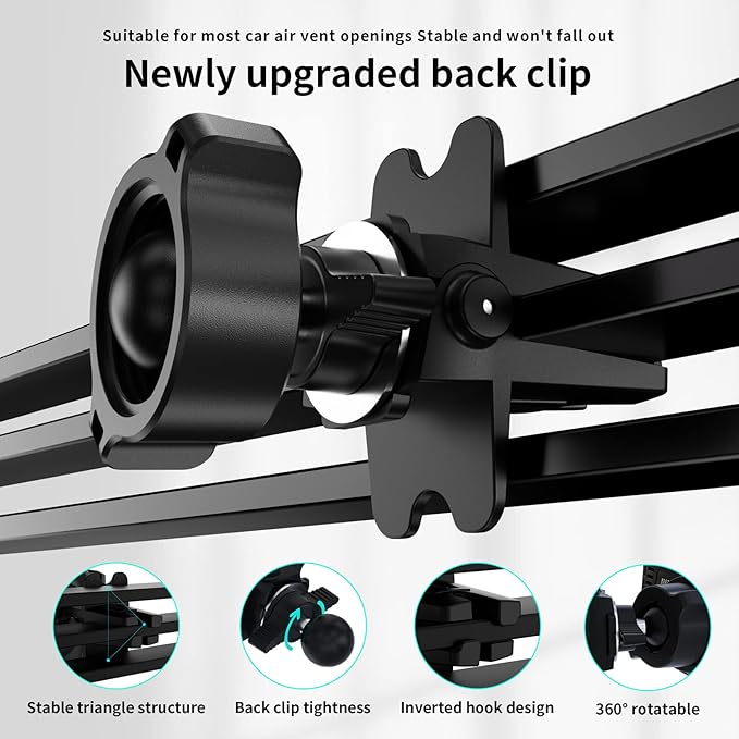 Wireless Car Charger, 15W Qi Fast Wireless Charging Phone Mount, Auto Clamping Air Vent Car Phone Holder for iPhone 14/13/12/11/X, Samsung Galaxy S22/S20/S10/S9/Note20/10/9, etc