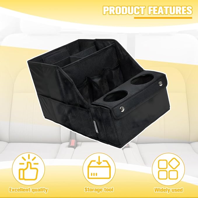 Car Passenger Seat Organizer, Front and Back Seat Organizer with Multiple Storage Compartments & 2 Cup Holders, Automotive Interior Backseat Caddy to Keep Tidy, Universal for Vehicles