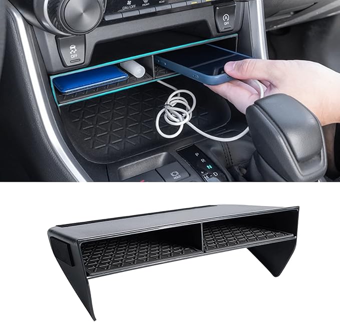 JDMCAR Bigger Slots Center Console Organizer Compatible with Toyota RAV4 2025 2024 2023 2022 2021 2020 2019 and 2021-2025 RAV4 Prime Accessories Larger Divider Tray Gear Shift Secondary Storage Box