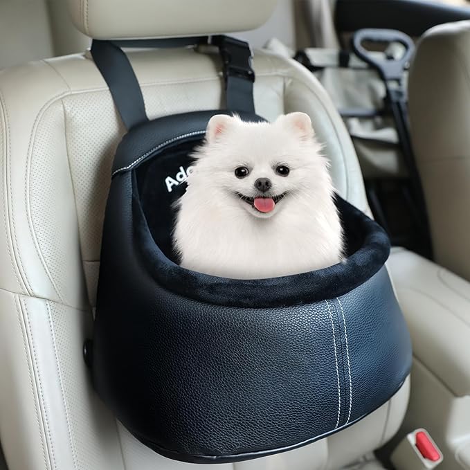 Small Dog Car Seat Under 13lbs - Luxury PU Leather Dog Booster Car Seats for Small Dogs with Removable Inner, Can be Used as Pets Carrier Bag