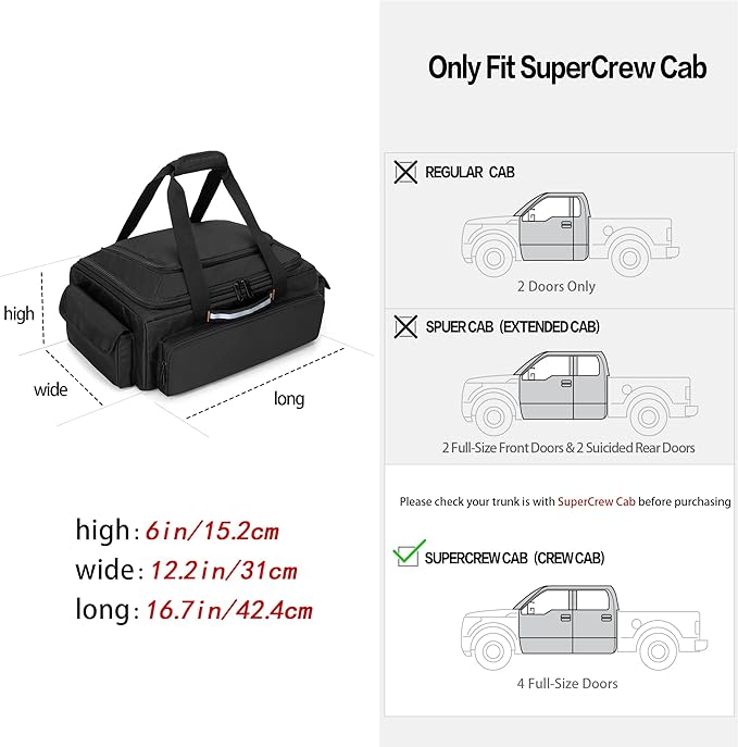 samdew Under Seat Storage Bag, Truck Organizer Backseat for SuperCrew & Crew Cab, Rear Seat Storage Case for Trucks Compatible with F150, Underseat Tool Box with Multiple Pockets, Bag Only
